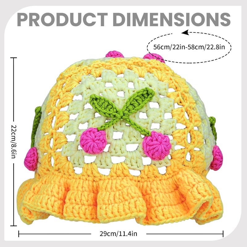 Busnos Crochet Bucket Hats for Women Handmade Hat Cute Foldable Knitted Hats for Women - Image 3